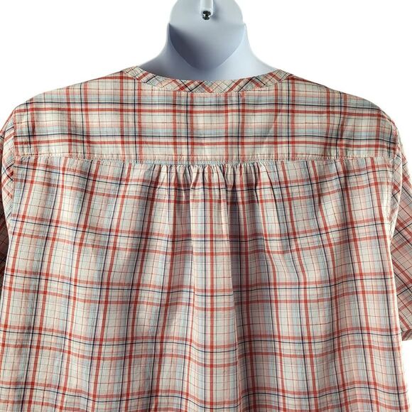 Liz Claiborne Size 3X Multi-Color Plaid All Cotton Blouse Short Sleeve Shirred - Picture 9 of 13